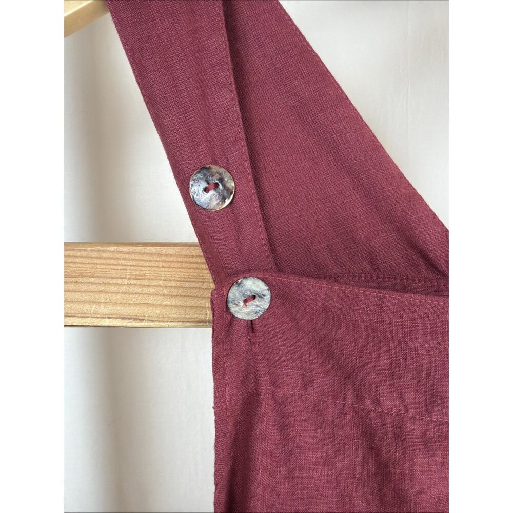 NWT Kleen Red Oversized Linen Wide Leg Short Jumper Overalls #5-0855 Size XS - Picture 3 of 7